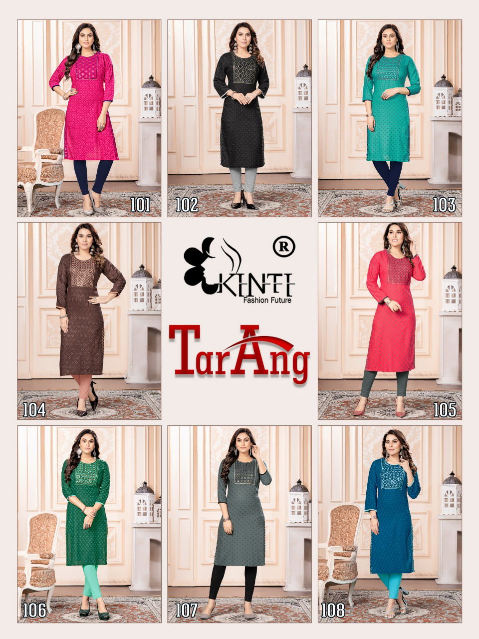 Kinti Tarang Rayon Slub Print Ethnic Wear Embroidery Kurti Collection